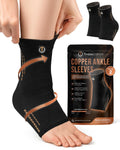 Copper Compression Ankle Brace Sleeves (2 Pack)